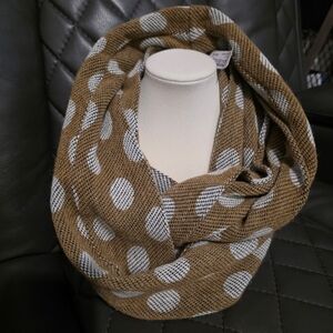 Polka Dot Infinity Scarf - Brown and White